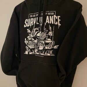 Surveillance Graphic Black Hoodie